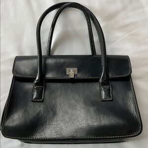 Vintage Lambertson Truex Black Leather Boxcar Bag